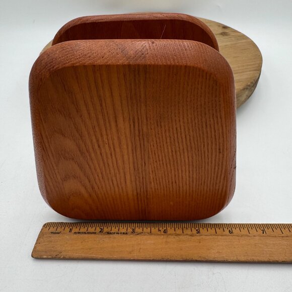 Hand Made Solid Oak Wood Napkin Holder Vintage boho bohemian style vibe light co - Picture 8 of 9